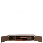 Wooden TV Bench with 2 Doors and Stone Top Navis Beige