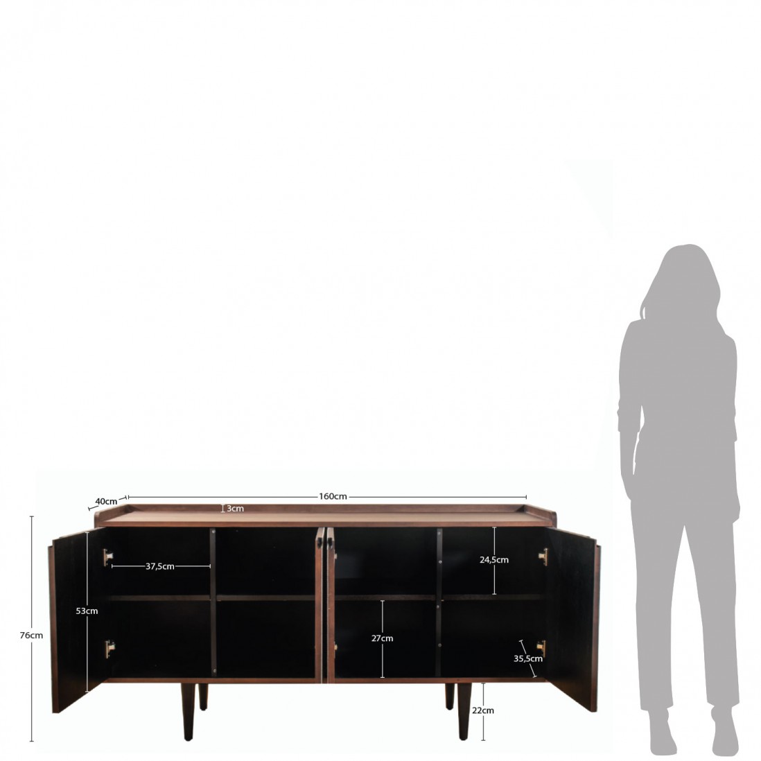 4-Door Wooden Sideboard Cygnus Beige