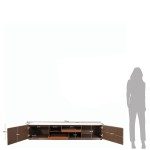 Wooden TV Bench with 2 Doors and Stone Top Navis Beige