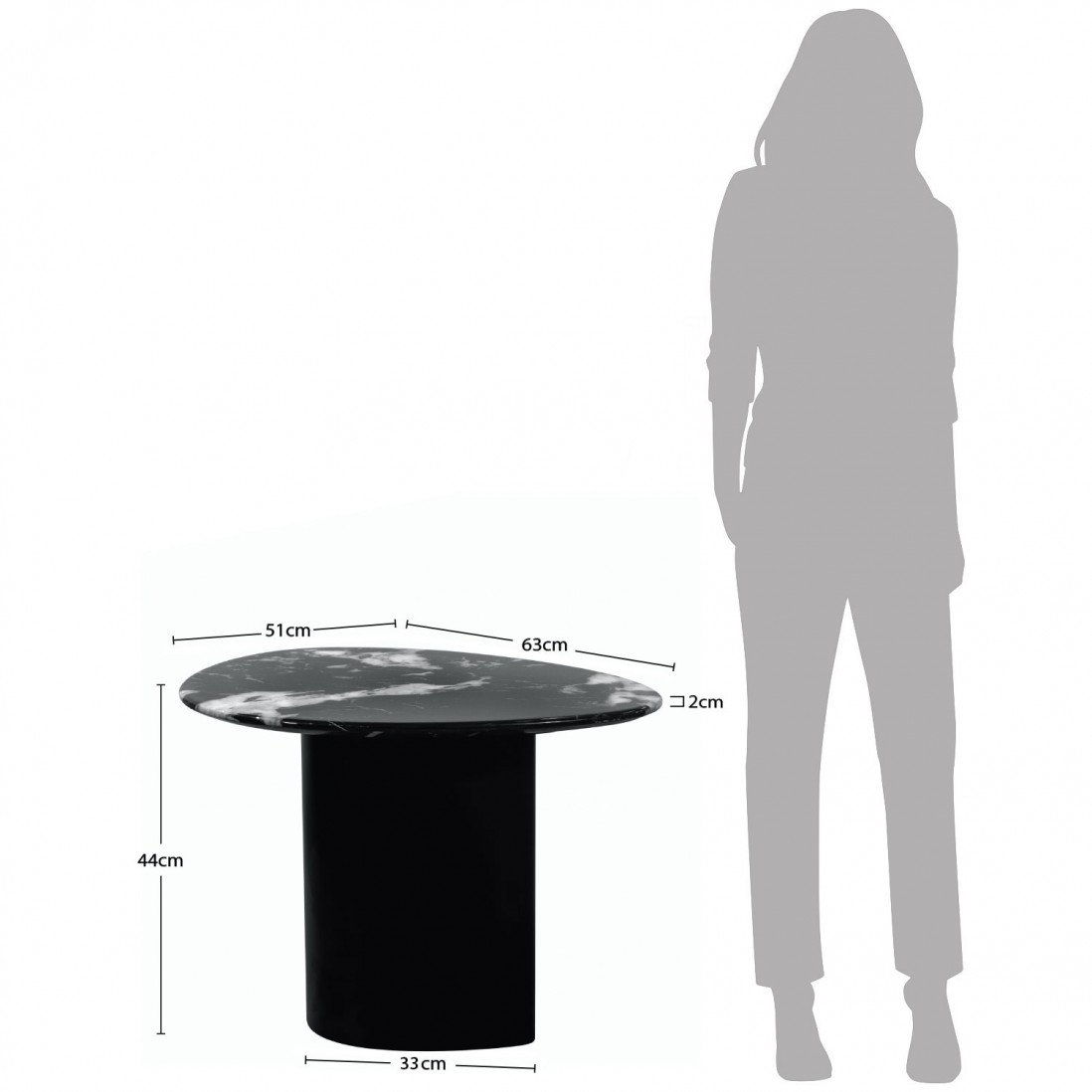 Wood and Stone Coffee Table Lepus Black