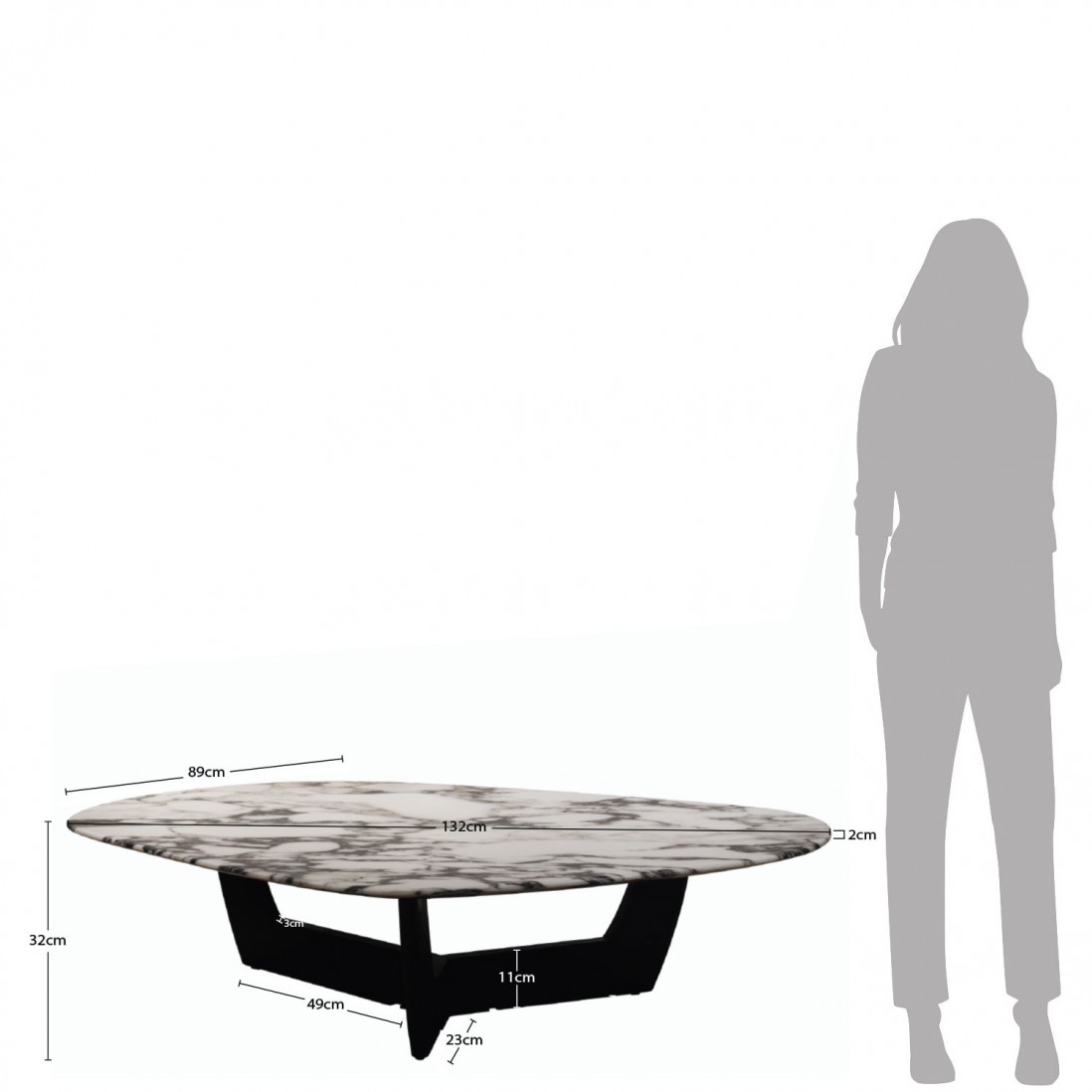Wood and Stone Coffee Table Hydra White