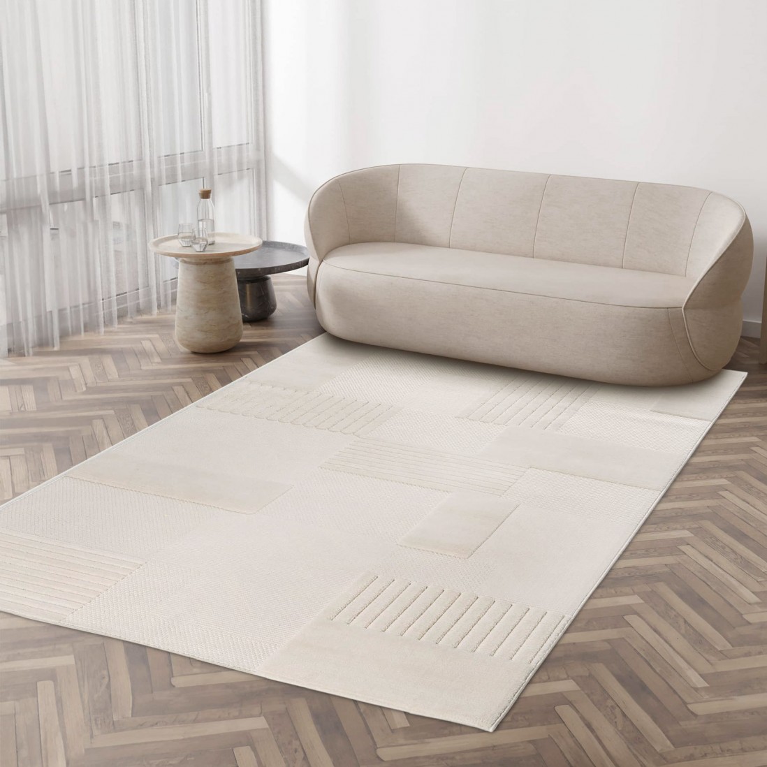 Geometric Area Rug Buckley 42323/060 Ivory White