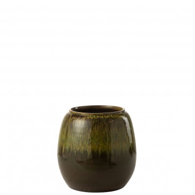 Ceramic Flower Pot Olive Dark Green