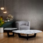 Wood and Stone Coffee Table Hydra White