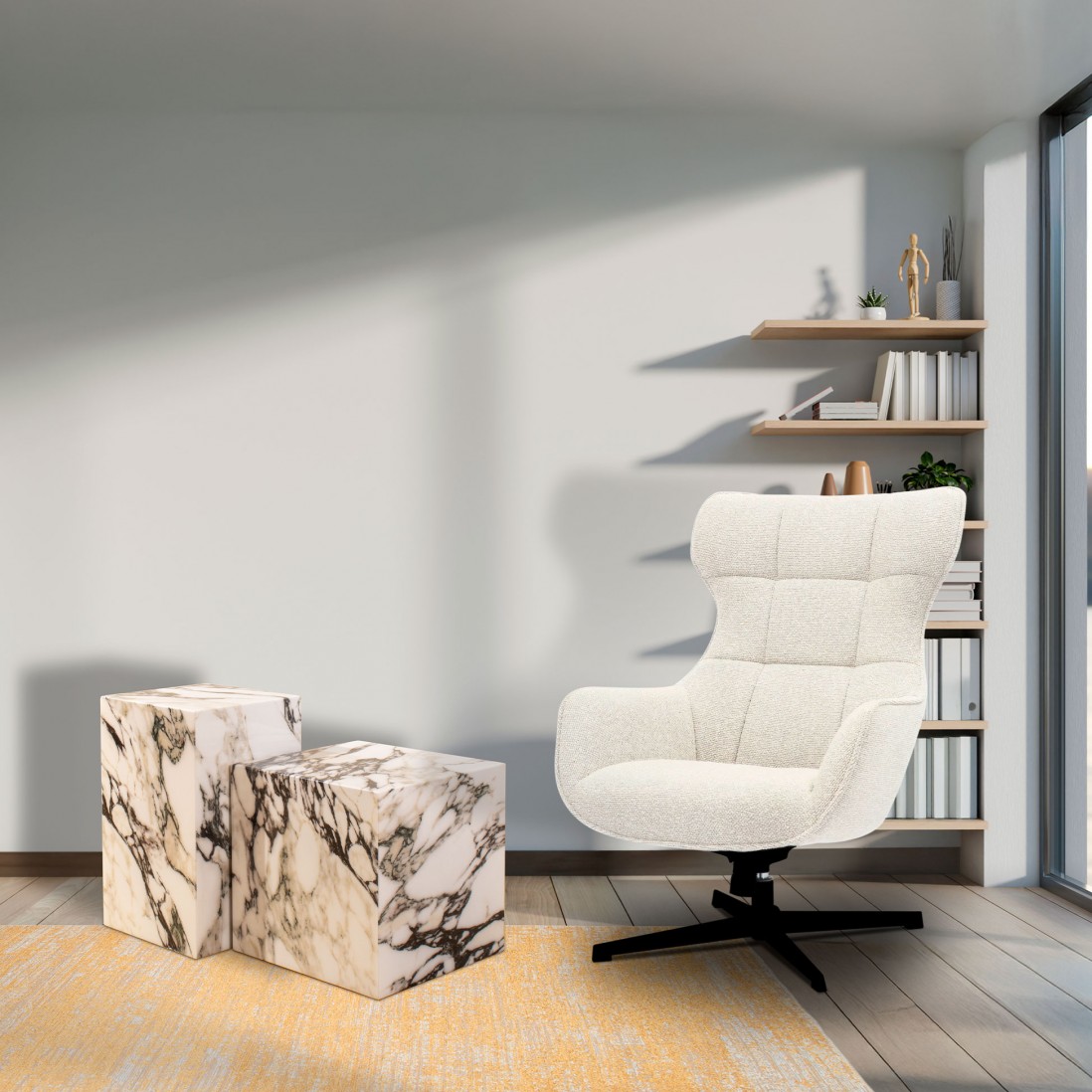 Stone Coffee Table Cubo White
