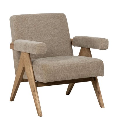 Wood and Fabric Armchair 614 Beige
