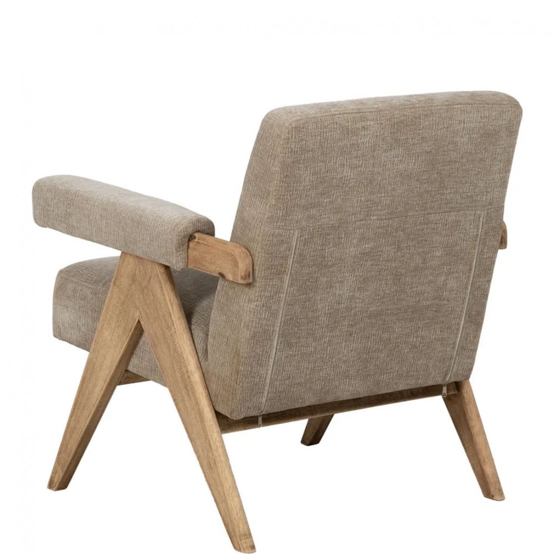 Wood and Fabric Armchair 614 Beige