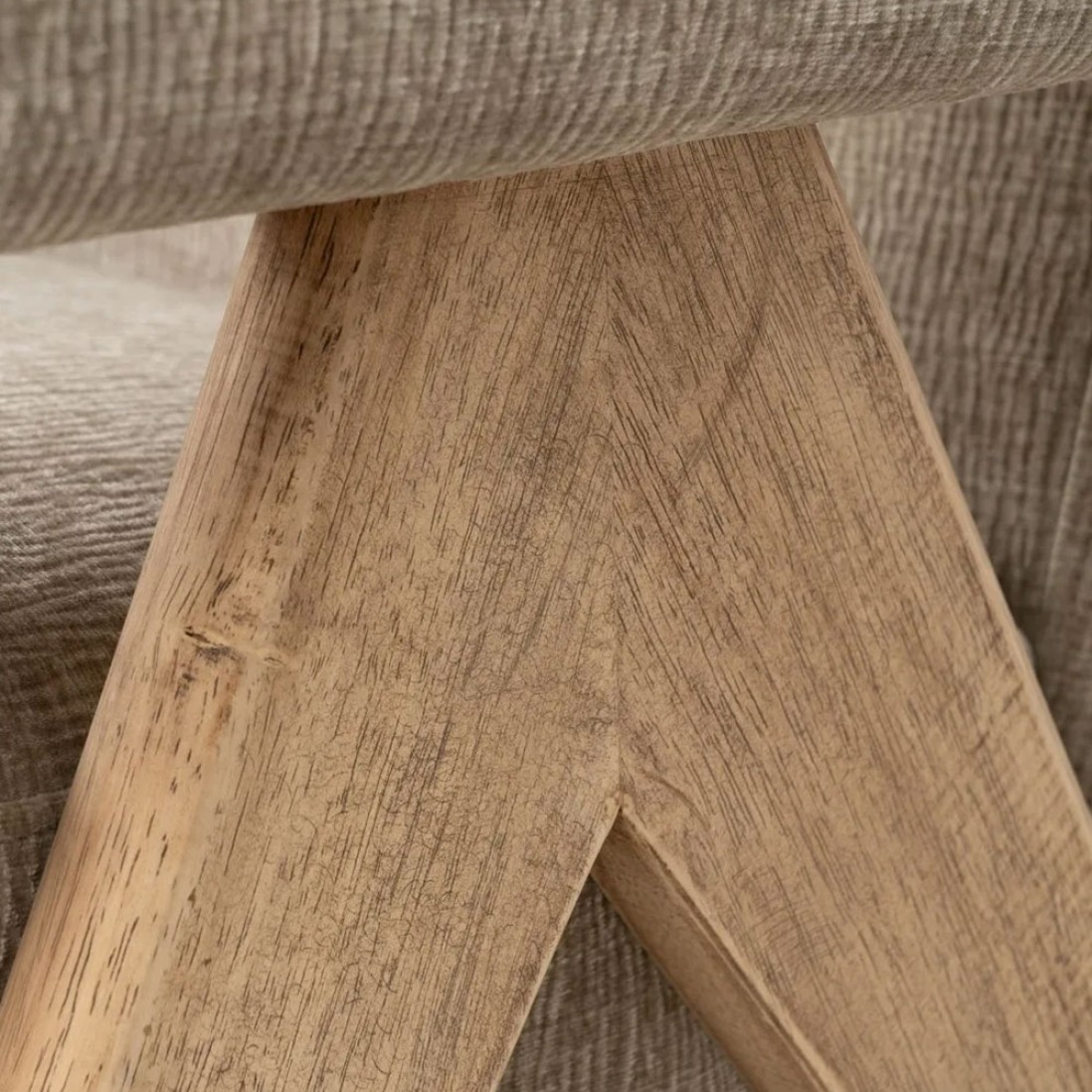 Wood and Fabric Armchair 614 Beige