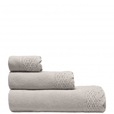 Lace 100% Cotton 3 Towels Bath Set Gray