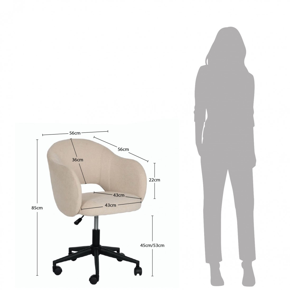 Swivel Office Chair with Wheels 535 Cream