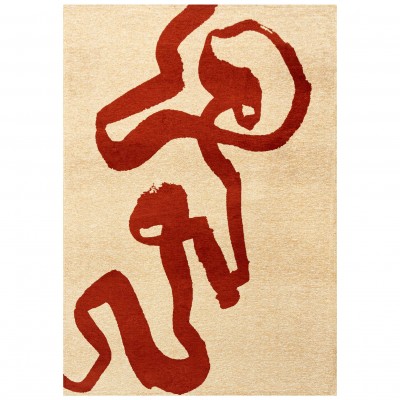 Abstract Area Rug Lace Chenille 9847 Red