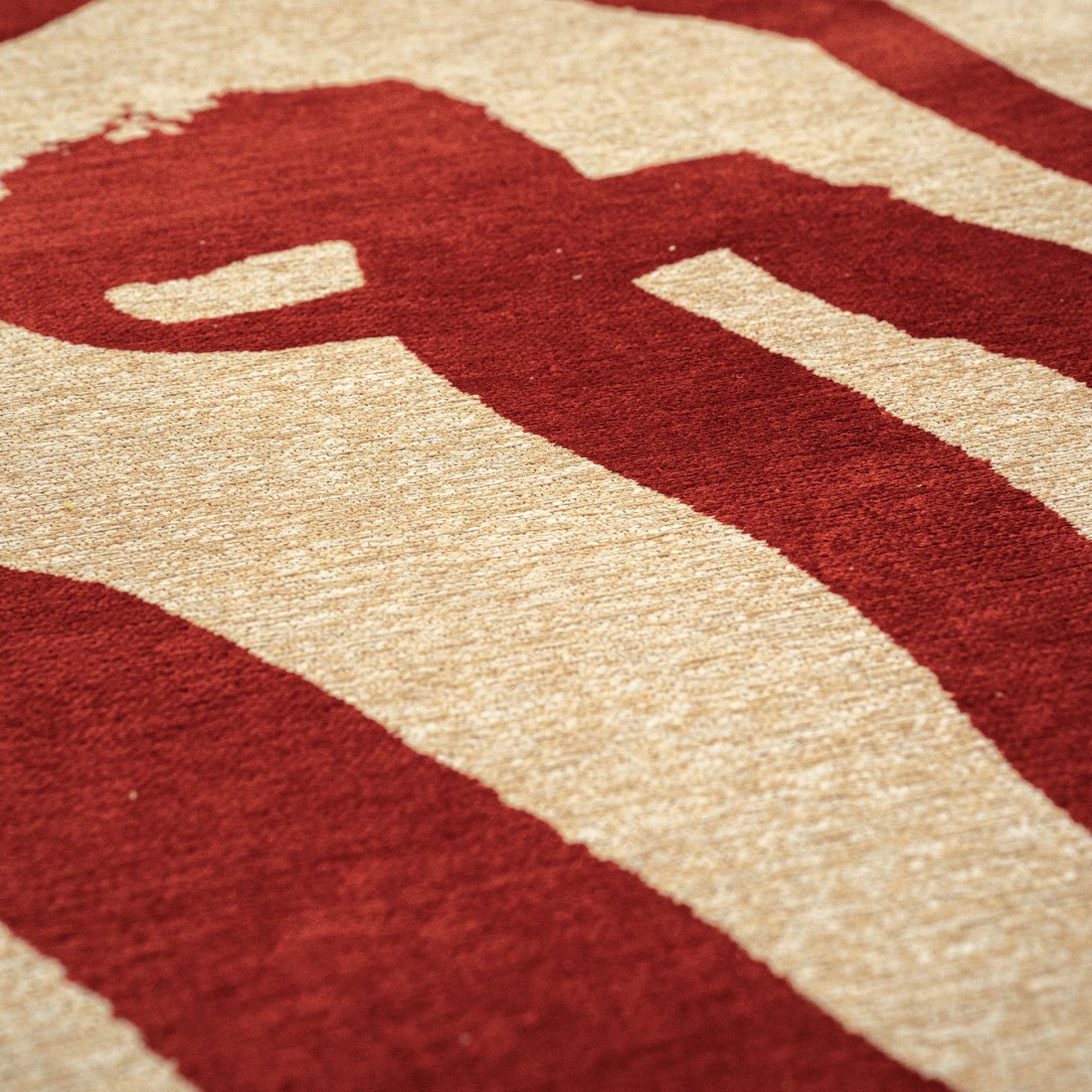 Abstract Area Rug Lace Chenille 9847 Red