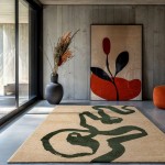 Abstract Area Rug Lace Chenille 9848 Green