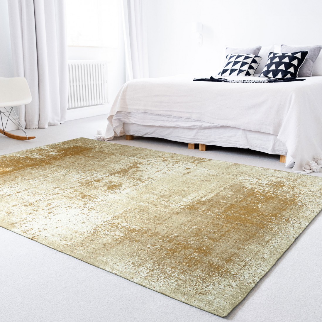 Abstract Area Rug Moon Chenille 9654 Yellow