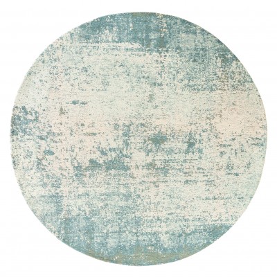 Round Abstract Area Rug Moon Chenille 9656 Blue