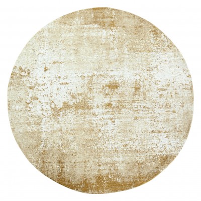 Round Abstract Area Rug Moon Chenille 9654 Yellow