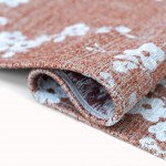 Round Modern Area Rug Almond Chenille 9371 Orange