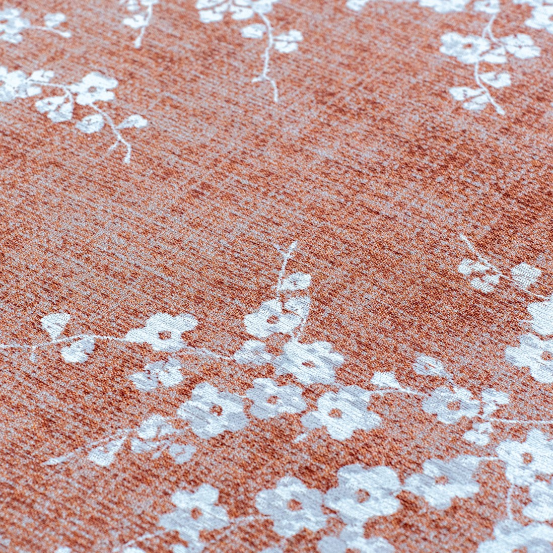 Round Modern Area Rug Almond Chenille 9371 Orange