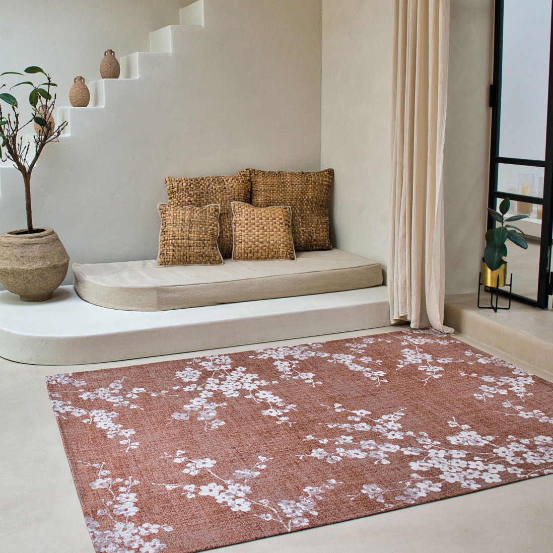 Modern Area Rug Almond Chenille 9371 Orange