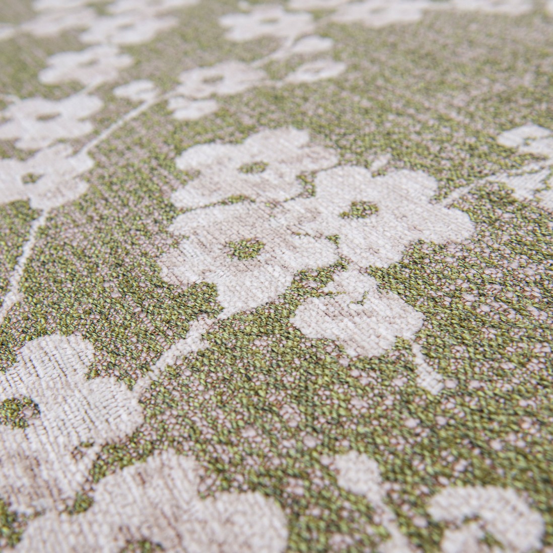 Round Modern Area Rug Almond Chenille 9372 Green