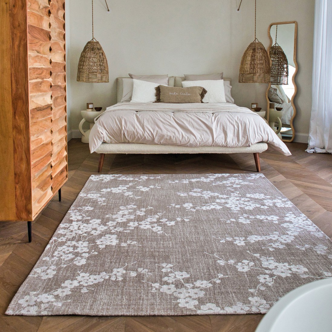 Modern Area Rug Almond Chenille 9373 Beige