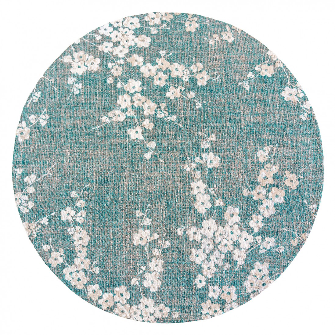 Round Modern Area Rug Almond Chenille 9850 Blue