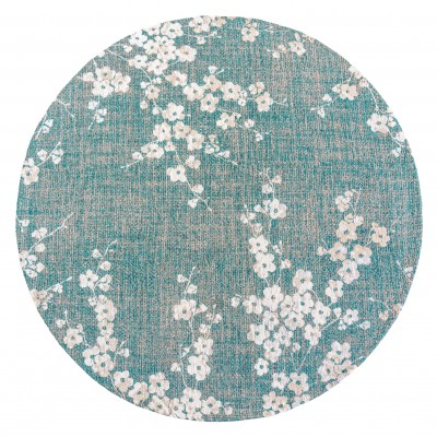 Round Modern Area Rug Almond Chenille 9850 Blue