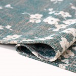 Round Modern Area Rug Almond Chenille 9850 Blue