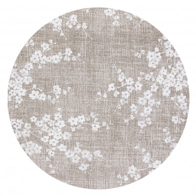 Round Modern Area Rug Almond Chenille 9373 Beige