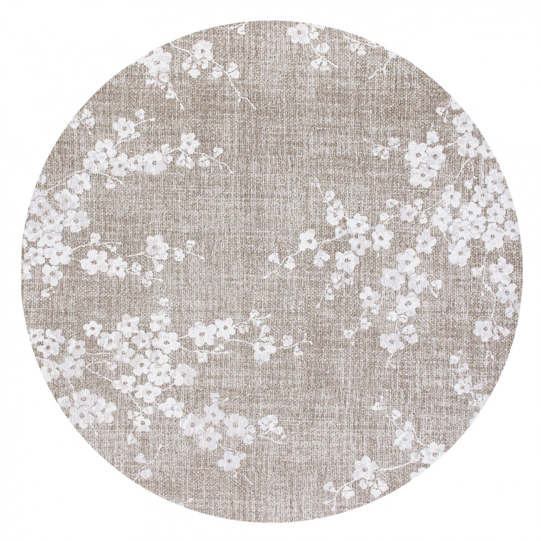 Round Modern Area Rug Almond Chenille 9373 Beige