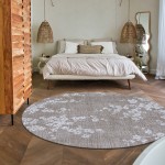 Round Modern Area Rug Almond Chenille 9373 Beige