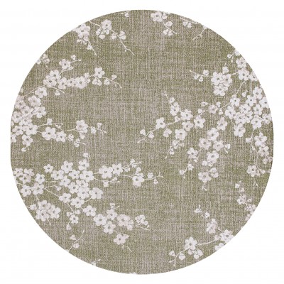 Round Modern Area Rug Almond Chenille 9372 Green