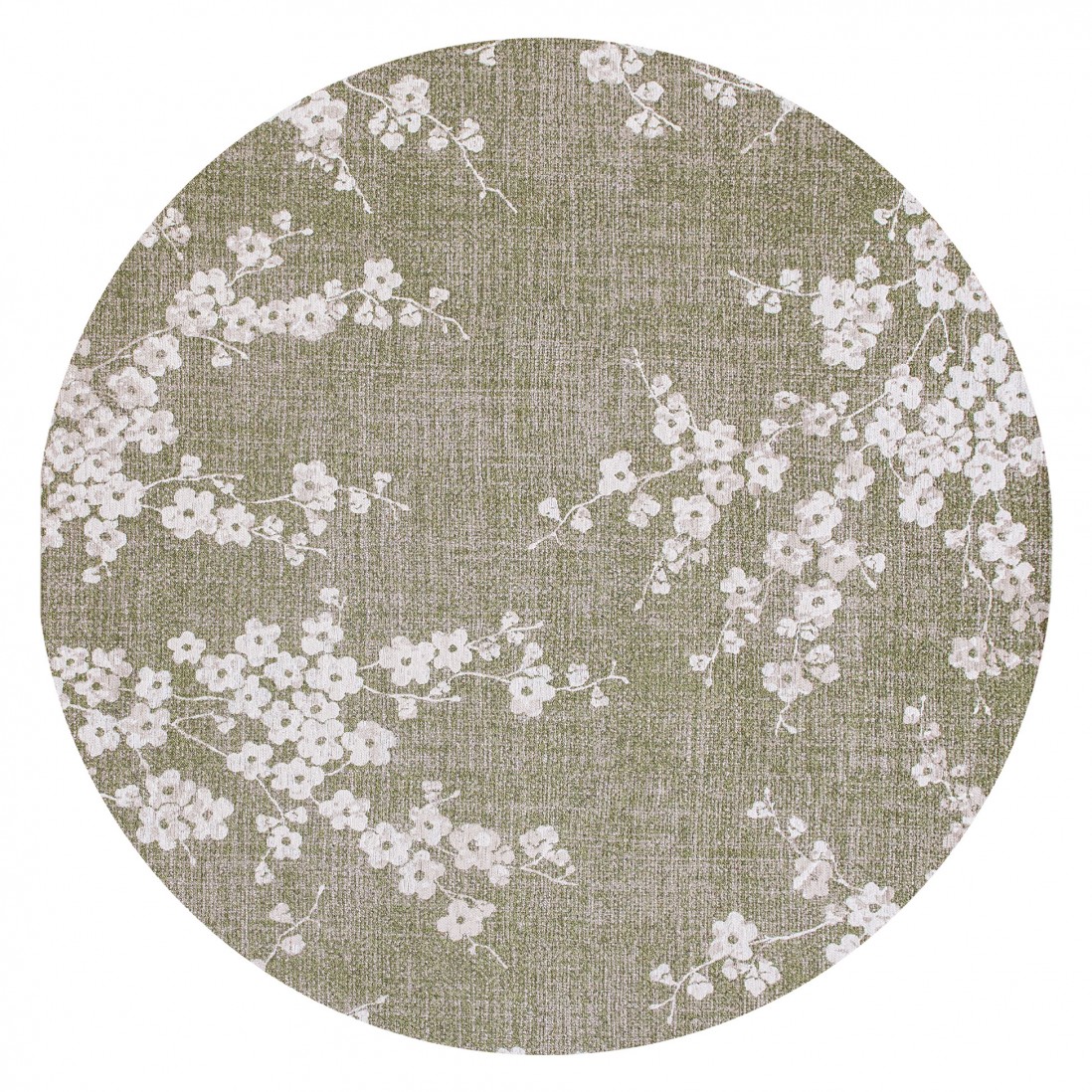 Round Modern Area Rug Almond Chenille 9372 Green