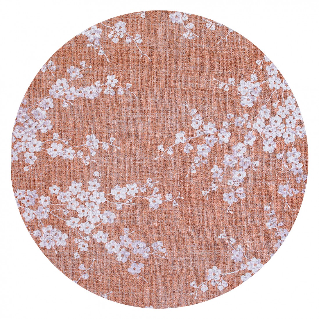 Round Modern Area Rug Almond Chenille 9371 Orange
