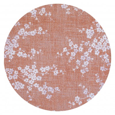 Round Modern Area Rug Almond Chenille 9371 Orange