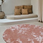 Round Modern Area Rug Almond Chenille 9371 Orange