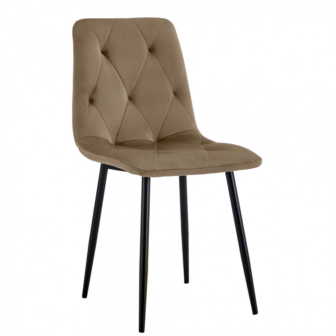 Grenoble chair brown velvet with black metal legs - Pack 4