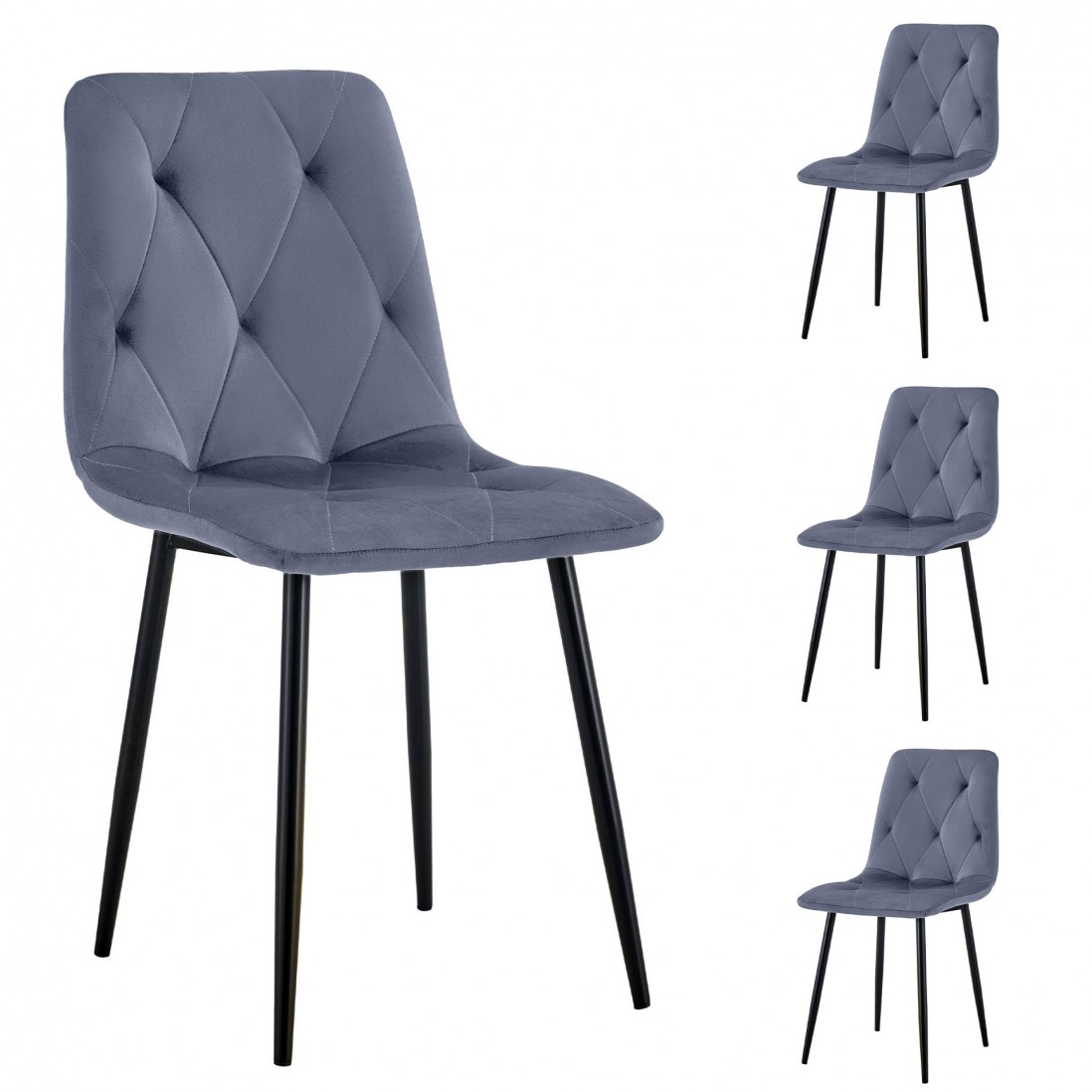 Silla de Comedor Terciopelo Grenoble Blue - Pack 4