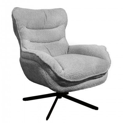 Boucl Fabric Swivel Armchair Chablis Gray