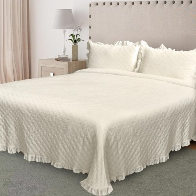 Milan Double Bed Bedspread Geometric Ivory White