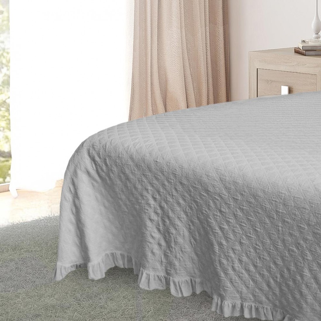 Edredn Cama Doble Milan Geomtrico Gris