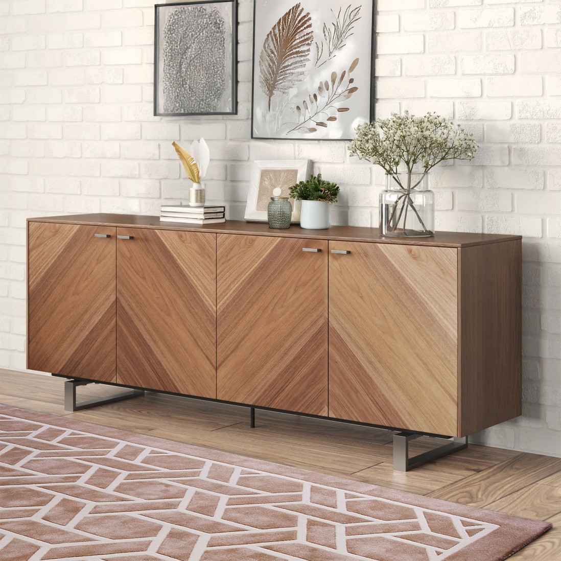 4-Door Wooden Sideboard Taurus Brown