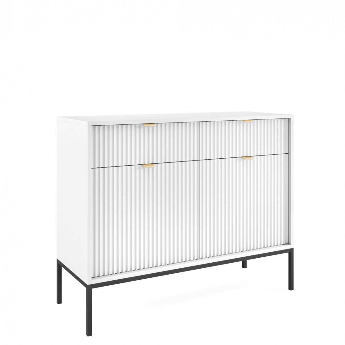 Wooden 2-Door with Drawers Sideboard Virgo White