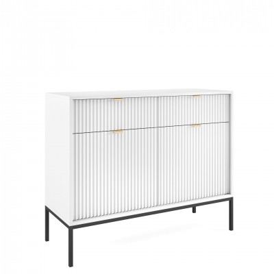 Wooden 2-Door with Drawers Sideboard Virgo White