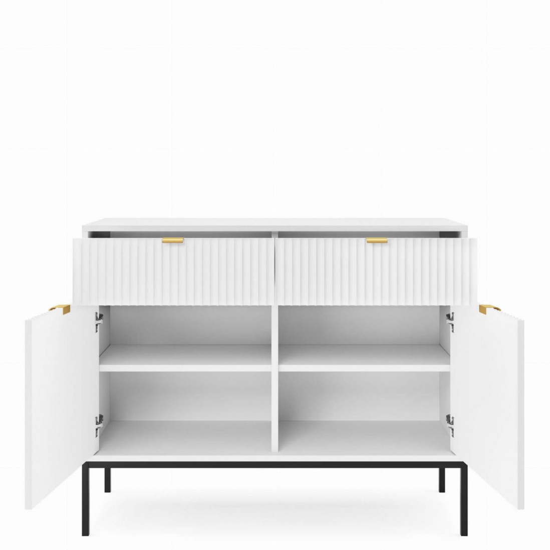 Wooden 2-Door with Drawers Sideboard Virgo White