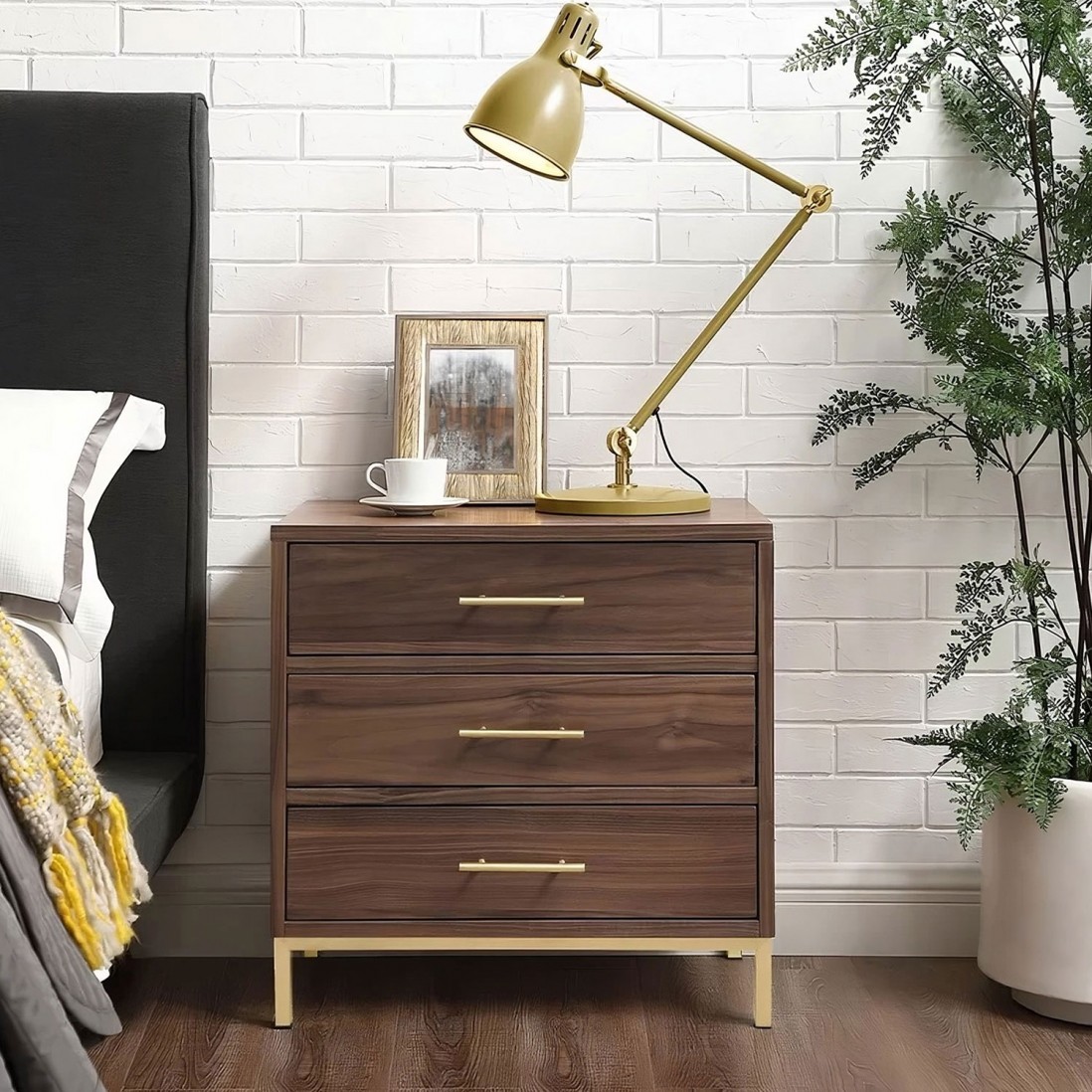 Wooden Bedside Table Puppis Brown