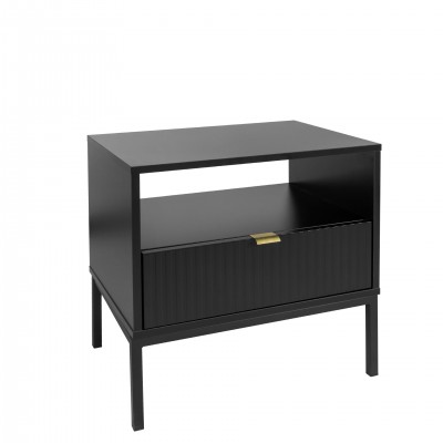 Wooden Bedside Table with Drawer Virgo Black