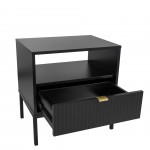 Wooden Bedside Table with Drawer Virgo Black