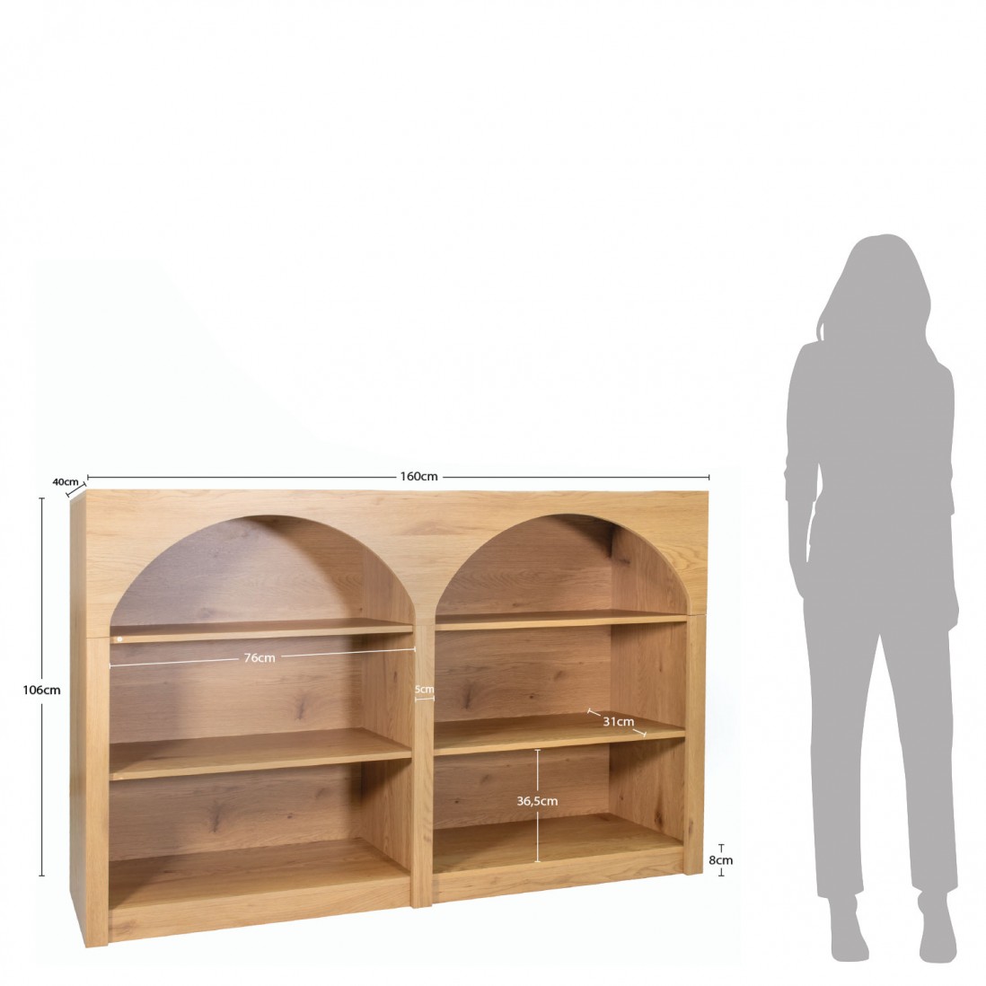 Wooden Bookcase with 6 Shelves Sagitta Brown