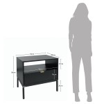 Wooden Bedside Table with Drawer Virgo Black